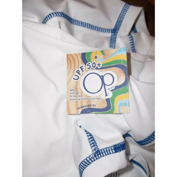 OP UPF 50+ Boys Girls White Rash Guard Sun Swim Beach Blue Size 24 Month Mos - Picture 4 of 4